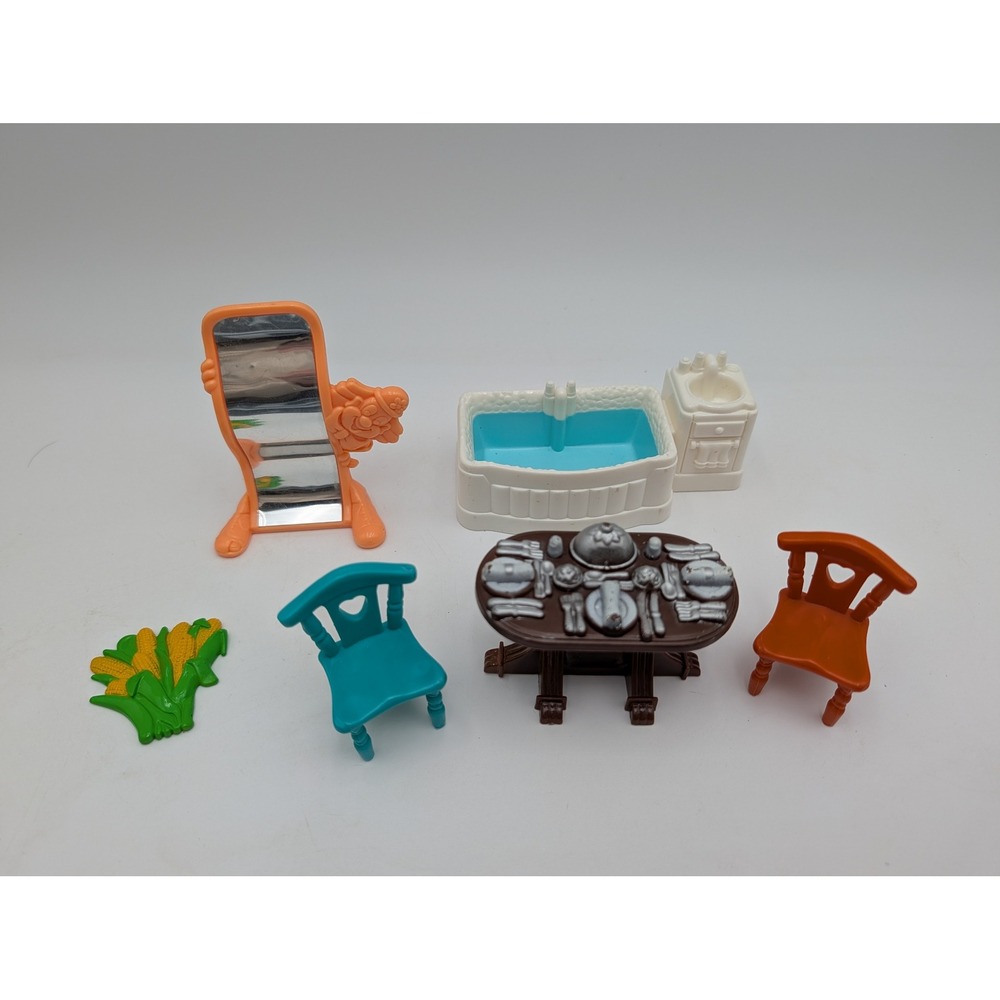 Fisher Price Sweet Streets Chair Bathtub Tub Table Produce Corn Clown Mirror Lot